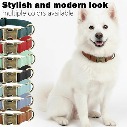 Dog Collar and Leash Set,Leather Silicone Waterproof Odor-Proof Dog Collar and Leash for Large Dogs, Soft Flexible Dog Collars, Durable Thick Adjustable Pet Collar (Brown, Large (16-24.5" Neck))