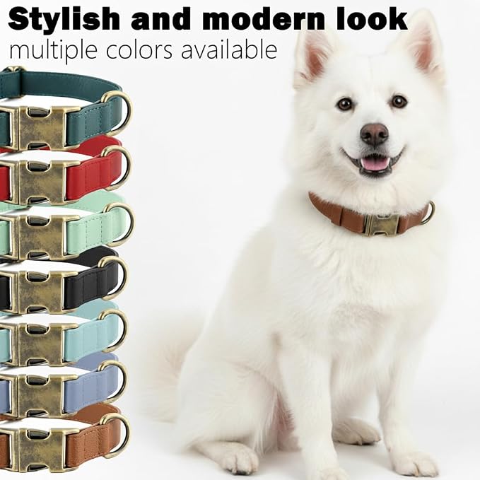 Dog Collar and Leash Set,Leather Silicone Waterproof Odor-Proof Dog Collar and Leash for Small Dogs, Soft Flexible Dog Collars, Durable Thick Adjustable Pet Collar (Brown, Small (11-15.5" Neck))