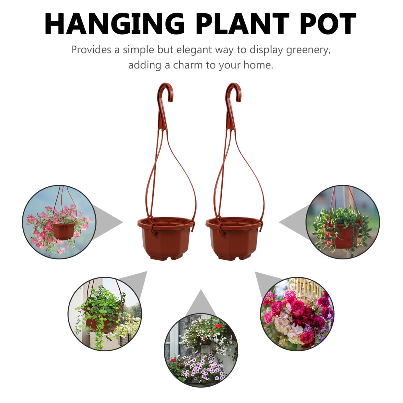 Mipcase 10 Pcs Hanging Planters for Indoor Plants: Plastic Plant Pots with Drainage & Hooks for Flowers Herbs Succulents- Hanging Baskets for Home Garden Decor, 11.79X3.85X2.36in (Dark Red)
