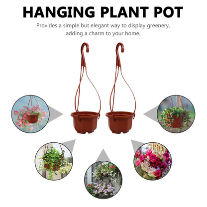 Mipcase 10 Pcs Hanging Planters for Indoor Plants: Plastic Plant Pots with Drainage & Hooks for Flowers Herbs Succulents- Hanging Baskets for Home Garden Decor, 11.79X3.85X2.36in (Dark Red)