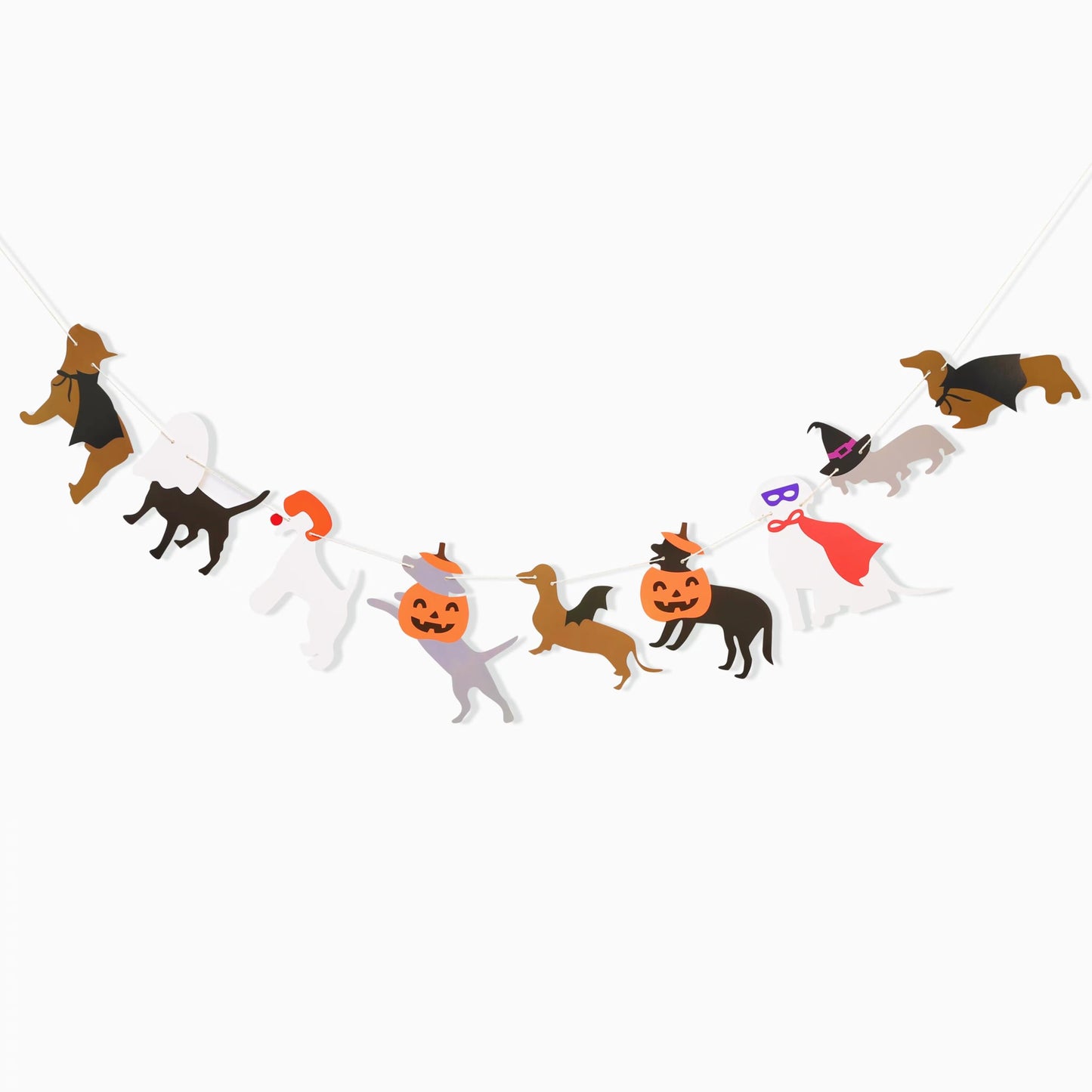 Halloween Dog Garland - Spooky Dogs Banner, Cute Witch Hat Pumpkin Puppy Dog Hanging Banner, Puppy Theme Wall Decor