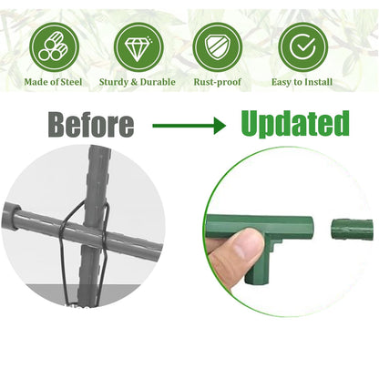 JK-GMTE A-Frame Metal Garden Trellis Set for Raised Bed for Climbing Plants Outdoor-Detachable Cucumber Climbing Trellis with Net Clips-Garden for Cucumber Flowers Vegetables