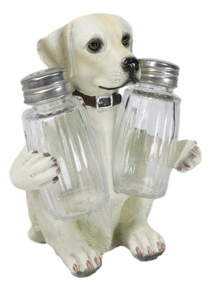 Ebros Pup And Spice Cute Wide Eyed Labrador Puppy Dog Hugging Glass Salt And Pepper Shakers Holder Figurine Whimsical Cartoon Pet Fawn Labradors Decor Statue