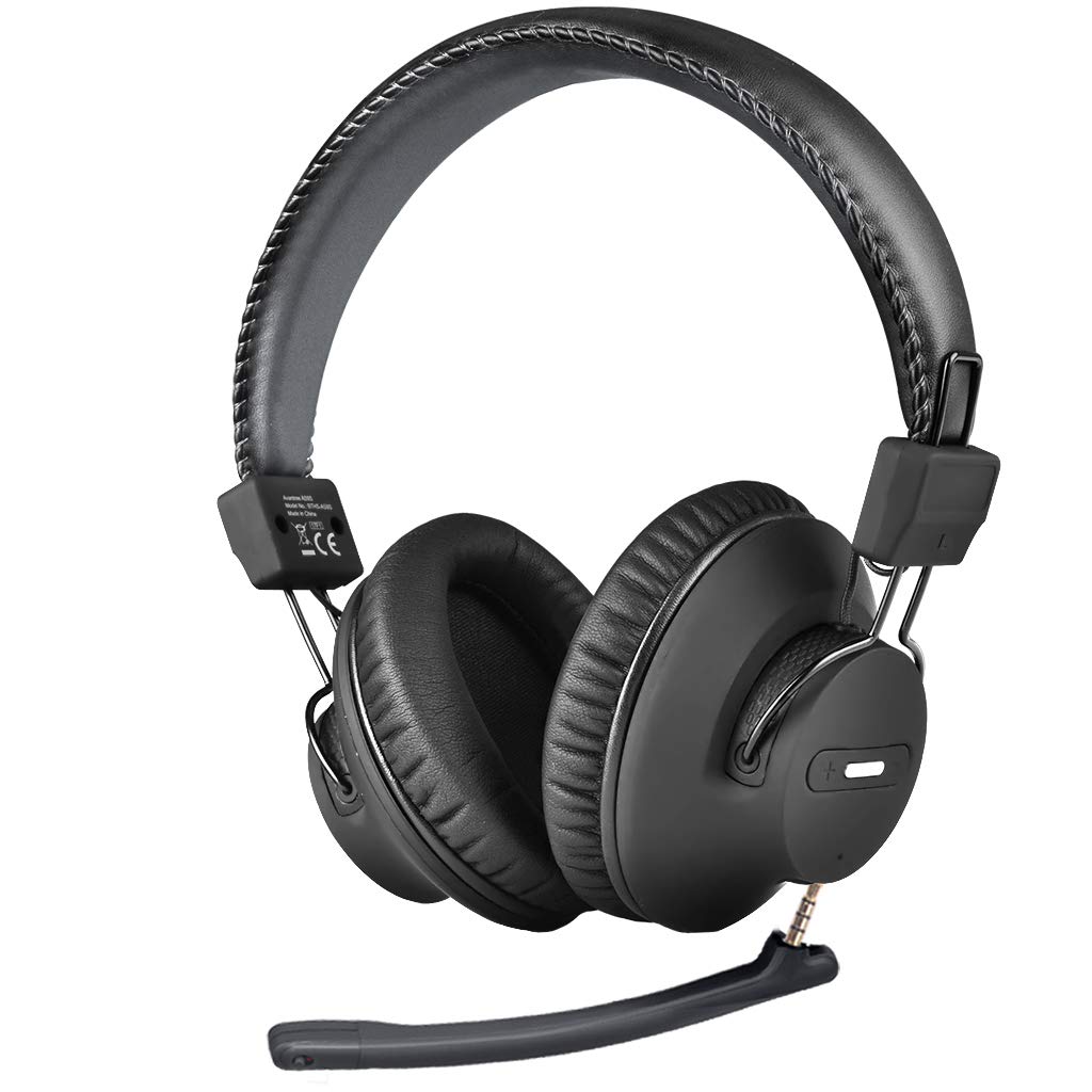 Avantree AS9M Bluetooth 5.0 Over Ear Headphones with Boom Mic for Phone Call, Home Office PC Computer, Clear Voice & HiFi Sound Quality, Extra Comfortable & Lightweight, 40H, Wireless & Wired