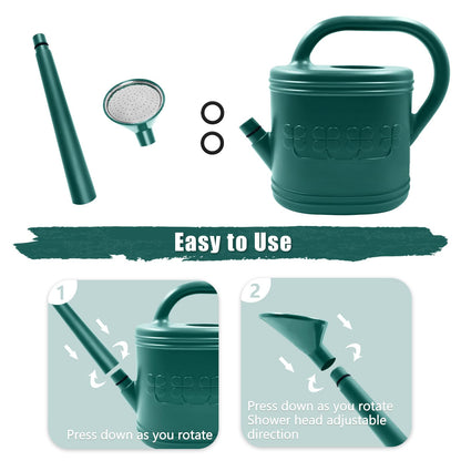Watering Can for Indoor & Outdoor Plants, Plant Watering Can with Stainless Steel Shower Head, 1 Gallon Plastic Watering Can for Garden, Flowers, Vegetable, Greenhouse (Dark Green, 1 Gallon)