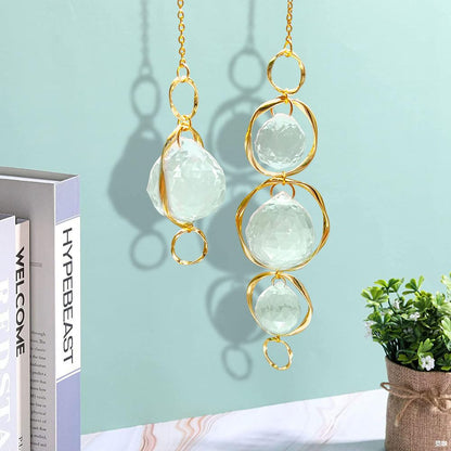 2 Pcs Crystal Suncatcher Wind Chimes for Outside,Crystal Suncatcher Prisms Hanging Outdoor Wind Chimes,Sun Catcher Hanging Crystals for Windows,Suncatchers Wind Chime Garden Decor Wedding Decoration