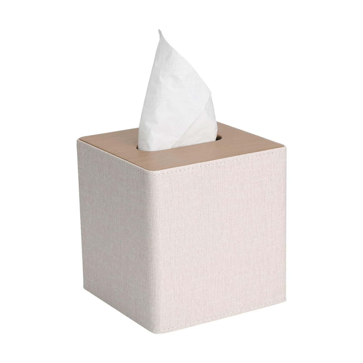 MOCHTERO Modern Square Tissue Box Cover, Decorative Bathroom Facial Tissue Holder,for Living Room, Car, Bedroom, Office,etc. Beige