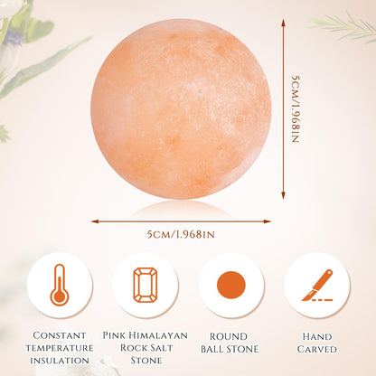 Swiffen Pack of 10 Round Ball Massage Stones, Pink Crystal Hand-Carved Stone for Massage Therapy, Deodorant and Salt and Sugar Scrubs, Spa Himalayan Salt Rocks, 1.97 Inch