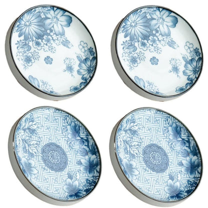 zaoalife 4pcs Japanese Porcelain Side Dish Ceramic Side Dishes Bowl Ceramic Appetizer Plates Seasoning Dishes Dipping Bowls for Seasoning, Sushi, Appetizer, Vinegar, Ketchup, BBQ