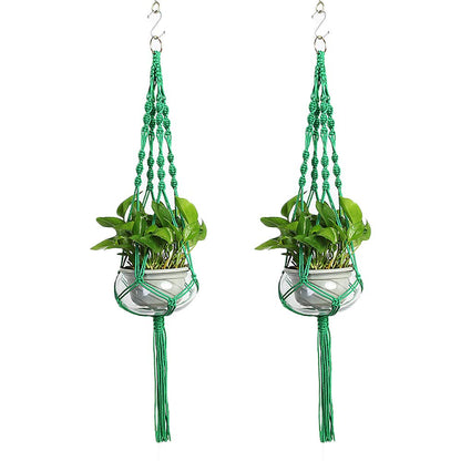 Vpang 2 Pack Macrame Plant Hanger, Outdoor Indoor Hanging Planter Basket Flower Pot Holder Nylon Rope Home Decor 41 Inch (Green)