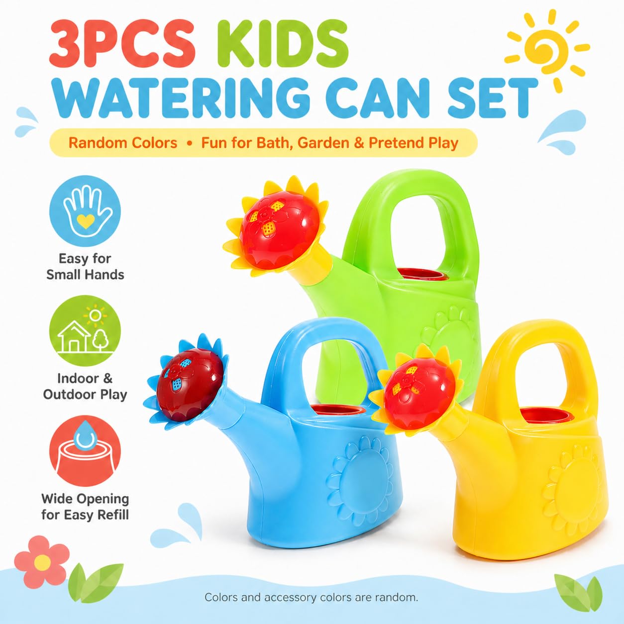 STOBOK 3Pcs Kids Watering Can, Chicken Watering Cans Bath Toy Kids Gardening Outdoor Toys Water Play Set for Toddlers (Random Color)