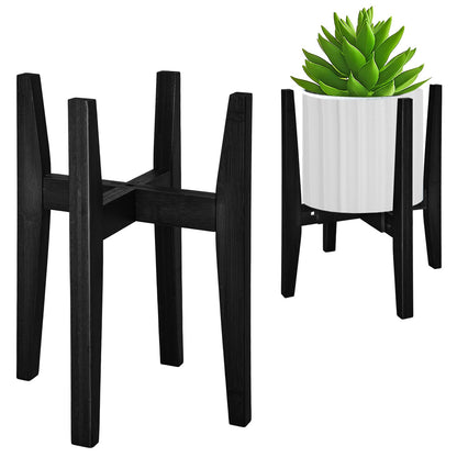 Rnined Plant Stand Indoor, Bamboo Plant Shelf, Adjustable Corner Plants Flower Holders Single Floor Plant Stand, Fits 8 to 12 Inches Pots,(Pot & Plant Not Included)(Black)