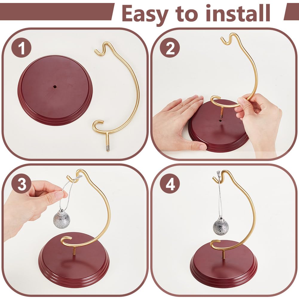 AHANDMAKER 5x8 Inch Ornament Display Stand, Ornament Stand Holders, Fruitwood Ornaments Stands for Hanging Glass Globe Air Plant Terrarium Witch Ball Home Office Party Decor Hanger
