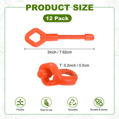 M METERXITY 12-Pack Adjustable Plant Ties, 3inch/7.62cm Silicone Flexible Multi-Function Sturdy Garden Twist Tie for Plant Support/Tree/Shrub/Vine, Reusable Support Twine [Orange]