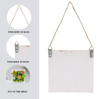 SWTHONY Hanging Wall Artificial Plants for Home Decor Indoor Faux Succulents in Wooden Frame 3D Greenery Decor for Living Room Nursery Backdrop Pake of 2