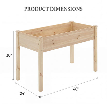 DUMOS Raised Garden Bed with Legs, 34x18x30 Inch Planter Box Outdoor with Liner for Herbs Flowers Vegetables, Elevated Wooden Garden Bed for Patio, Balcony and Backyard, Natural Wood