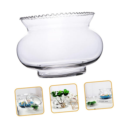 SEWOART 2pcs Glass Fish Bowl for Hydroponic Plants Simple Design Bowl Multi-Functional Terrarium for Fish Shrimp and Home Floral Edge