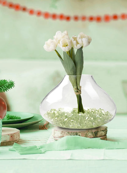 Serene Spaces Living Small Clear Glass Terrarium Vase, Glass Succulent Planter, Bell-Shaped Plant Orb, Modern Floral Vase for Centerpiece, Indoor/Outdoor Decor, Measures 11.5" Diameter & 8" Tall