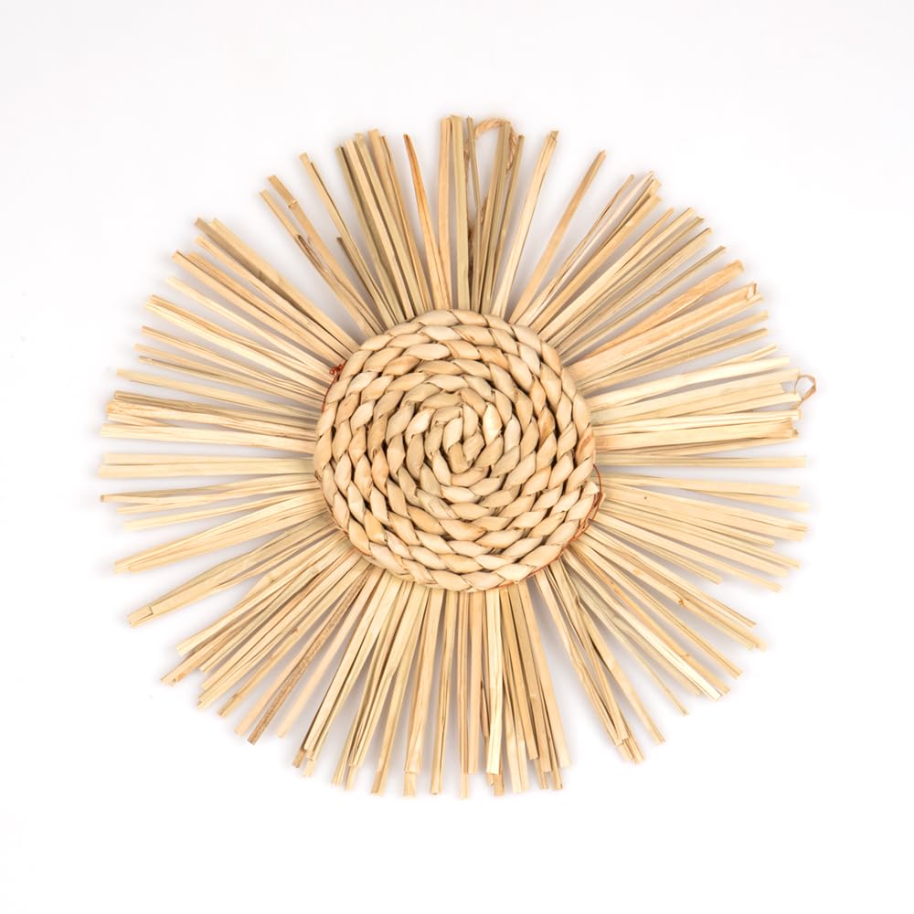Craft County Hanging Wicker Wall Decoration – Add to Any Bedroom, Living, Sunroom – Available in Basket or Sun Pattern