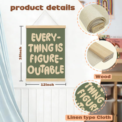 STHTTSW Everything is Figureoutable Inspirational Wall Art Poster Hanger with Wooden Frame，Positive Affirmations Wall Decor, Motivational Wall Art for Home Office Classroom, 12x16 Inch