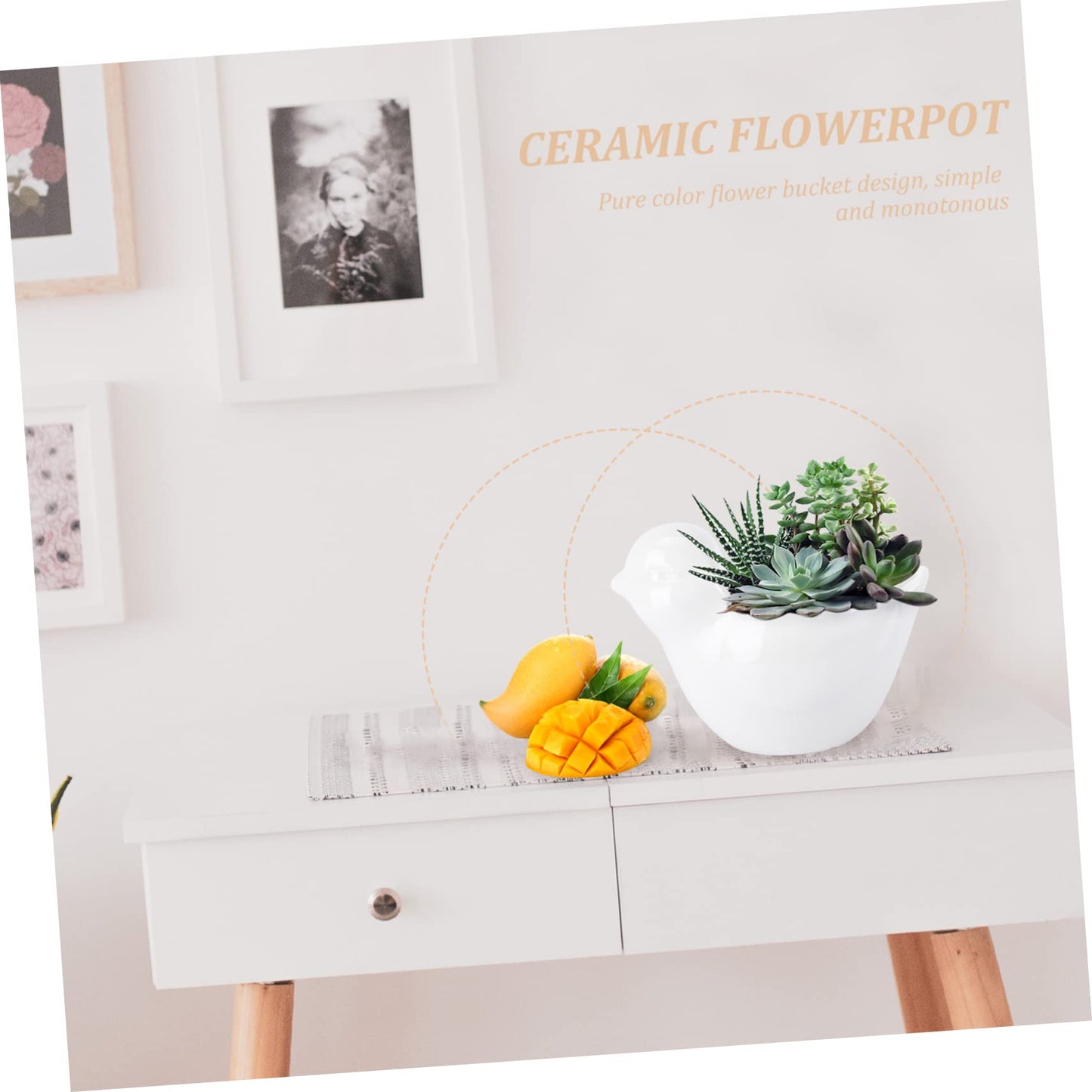 MERRYHAPY Creative Bird Design Ceramic Flowerpot for Succulents Elegant White Garden Container Unique Decorative Planter for Home and Balcony Plant Lovers
