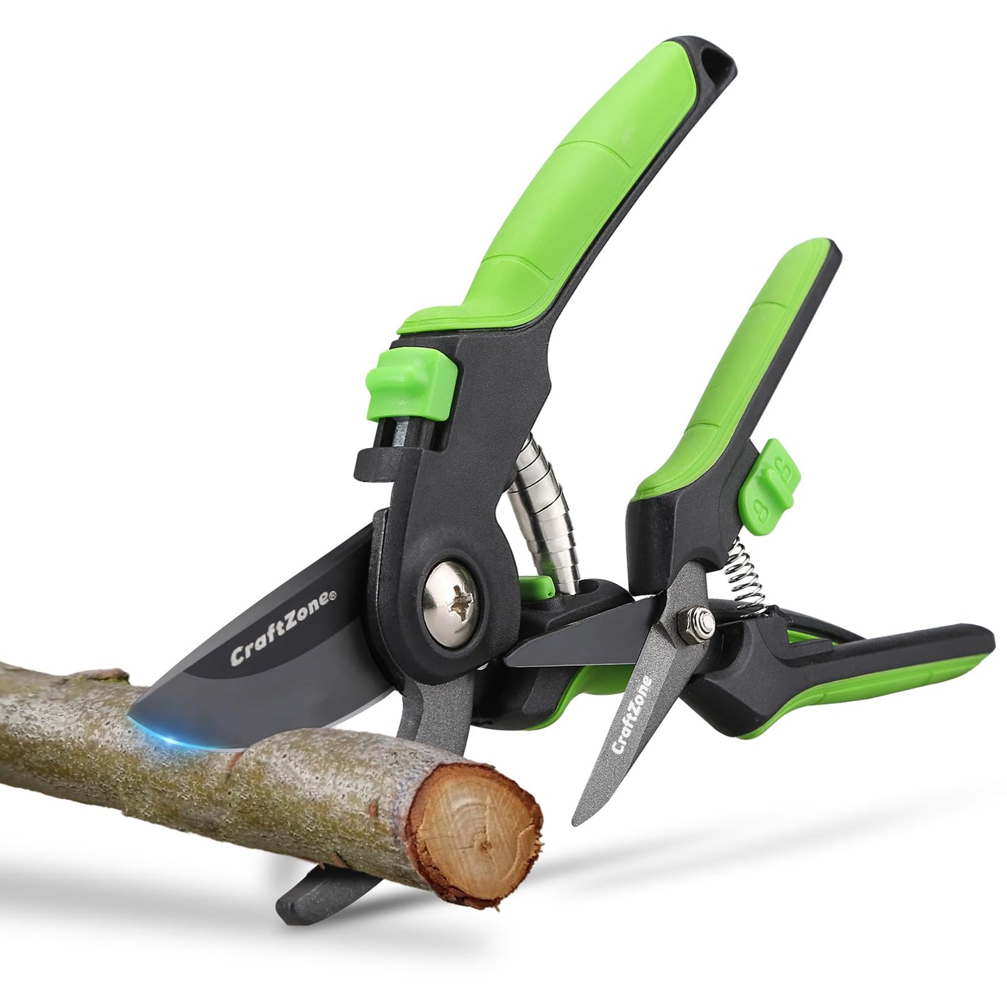CRAFTZONE Garden Pruning Shears 2 Pack 8" Bypass Plant Shears & 6.25" Advanced Garden Scissors Garden Hand Tools for Trimming Flowers Cutting Plants Gathering Fruit