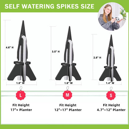GreenShip 8 Pack Self Watering Planter Insert Watering Spikes, Watering Stakes with Wicking Rope, Plant Spikes for Indoor Outdoor Plants, Vacation Plant Watering Device for Planter Height 12" to 17"
