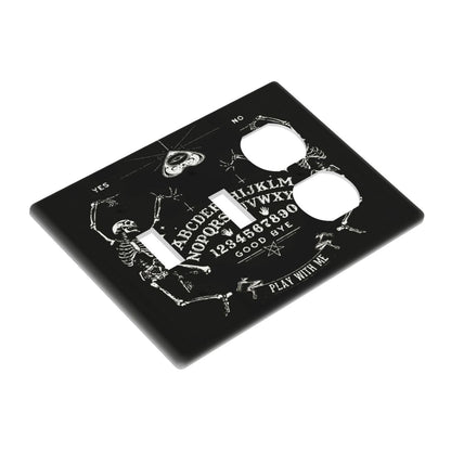 Gothic Skull Mysterious Skeleton 3 Gang Combination 2 Toggle 1 Duplex Receptacle Outlet Covers Light Switch Cover Combo Wallplate Decorative Faceplate