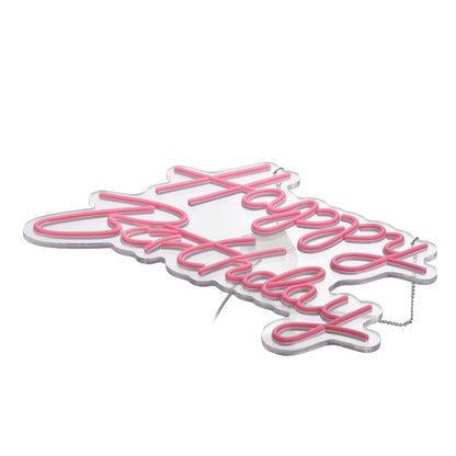 Happy Birthday Neon Sign for Wall Decor, with Dimmable Switch, Reusable Neon Light Sign for All Party Decoration(17X12inches,White)