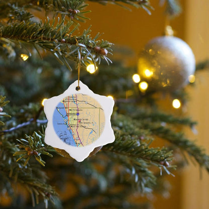 3dRose Print of Sarasota and Keys with Ghost Ship 3 inch Snowflake Porcelain Ornament