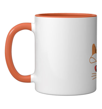 Black Cat Face Halloween Costume Ceramic Mug, Orange/White