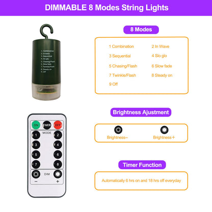 DealBeta Battery Curtain Lights Halloween Purple Orange with Remote 9.8×9.8ft
