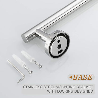 USHOWER Polished Chrome Hand Towel Bar, 9-Inch Towel Racks for Bathroom Wall-Mounted, SUS304 Stainless Steel Towel Rod (Total Length 11-Inch)