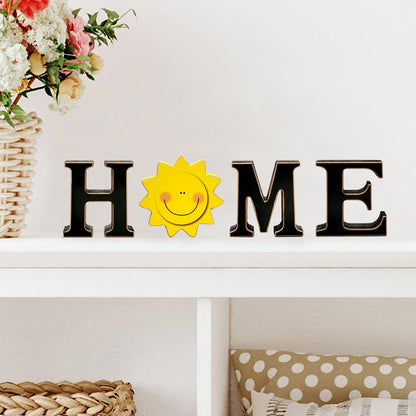 Interchangeable Home Table Signs with 11Pcs Seasonal Icons, Wooden "HOME" Letter Signs Interchangeable Holiday Decorative Table Shelf Centerpiece for Holiday Room Decoration