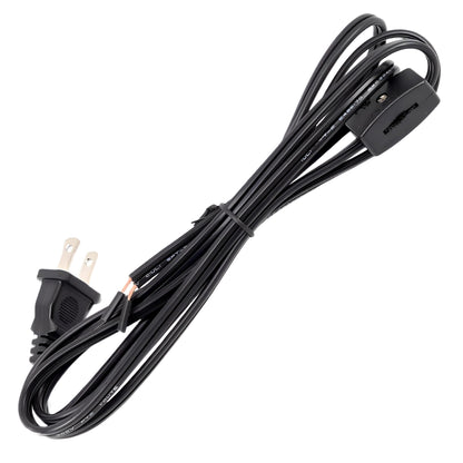 SPT-2 Lamp Cord with Inline Switch and Plug – 6ft 18AWG 6A 125V Replacement Wire with Pre-Stripped Ends, for Table Lamps, Floor Lamps, Wall Sconces, Himalayan Salt Lamps, DIY Lighting Repairs – Black