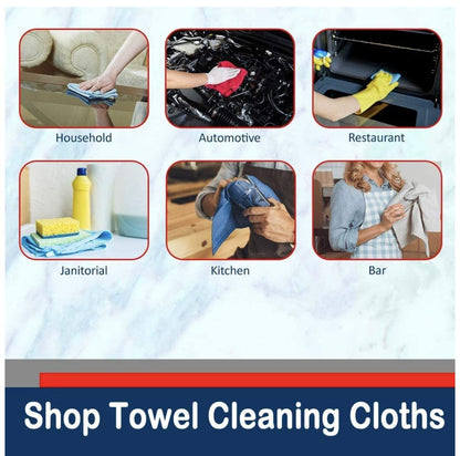 Simpli-Magic Cotton Shop Towels 14"x12" (500 Pack) – Reusable Cleaning Shop Rags for Automobiles, Industries, Garage and Homes (Red)