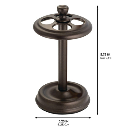 iDesign Metal Toothbrush Holder - Bathroom Cup for Bathroom Organization, The York Collection - 3.25" x 3.25" x 5.75", Bronze