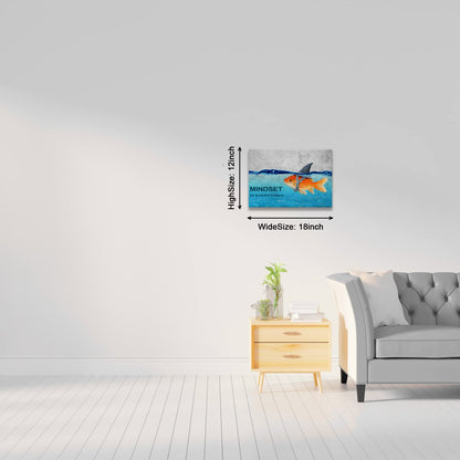 BWSPACE Mindset is Everything Wall Art Fish Poster Office Wall Decor Motivational Quotes Canvas Wall Art Prints Entrepreneur Bundle Set 1 Pieces Inspirational Wall Decor for Home (12" W x 18" H)
