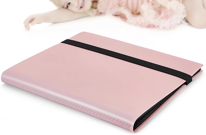 【2026】Trading Card Binder 9 Pocket, Premium Sports Collection Binder Game Cards Book with Sleeves Side Loading, Anti-open Strap Double Sided Waterproof 360 Card Folder