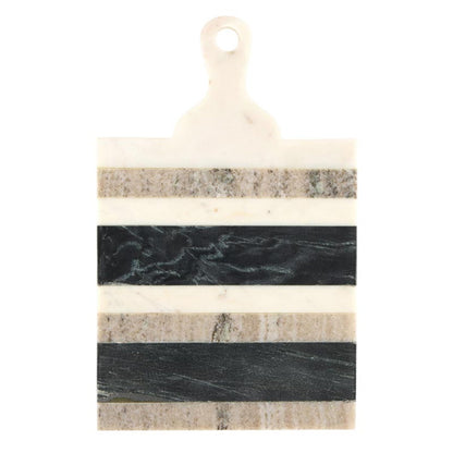Santa Barbara Design Studio Charcuterie Boards Marble Serving Board Tray for Cheese, Meat, and Fruit, 10.75" x 7", Black/White/Tan Stripes
