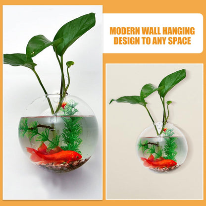 Ipetboom Wall Mounted Hydroponic Planter Vase Set, 4pcs Small 10cm Glass Hanging Terrarium with Invisible Nail and Crystal Mud for Indoor Plant Propagation and Home Décor