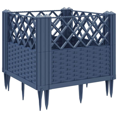 WRJENFSC Blue Grey Square Modular Garden Planter 17.1 Inch Polypropylene with Basketweave Matte Finish for Outdoor Flowers Vegetables Gardening on Patio Balcony Backyard