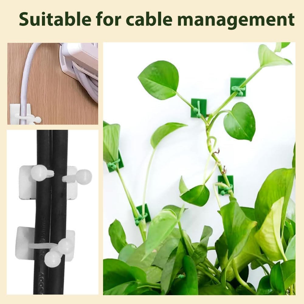 SMILEASE 2025 New Self-Adhesive Vine Support Binding Clip Invisible Plant Fixation Hooks for Gardening,Plant Wall Clips for Climbing Plants, Wire Cable Storage Management (Green, 300PCS)