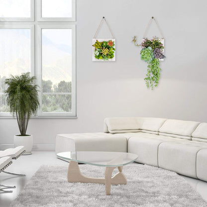 SWTHONY Hanging Wall Artificial Plants for Home Decor Indoor Faux Succulents in Wooden Frame 3D Greenery Decor for Living Room Nursery Backdrop Pake of 2
