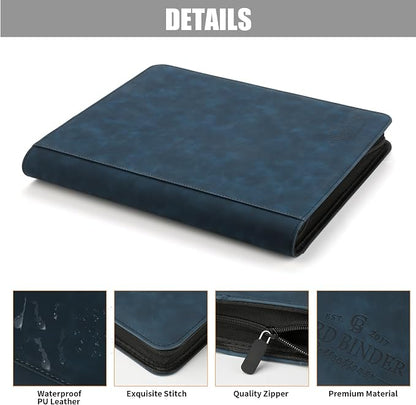 Toploader Binder,Toploader Hard Cases, 9-Pocket Pages Sleeves Hold up 288 Cards.Toploader Card Binder with Sleeves for “3×4” rigid，Card Holder(LakeBlue)