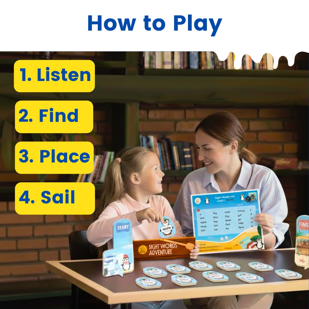 Zicster Sight Words Adventure Game | 300 High-Frequency Words for Pre-K to Grade 2 | Sight Word Flash Cards | Preschool Learning Activities | Classroom Must Haves | Kids Ages 3–6 | Up to 4 Players