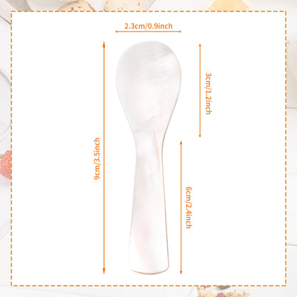 Caviar Spoons, Mother of Pearl Spoons for Caviar with Hand Crafted Round Handle for Caviar, Cake, Ice Cream, Salt, Coffee, Restaurant Serving (10PCS,3.5In)