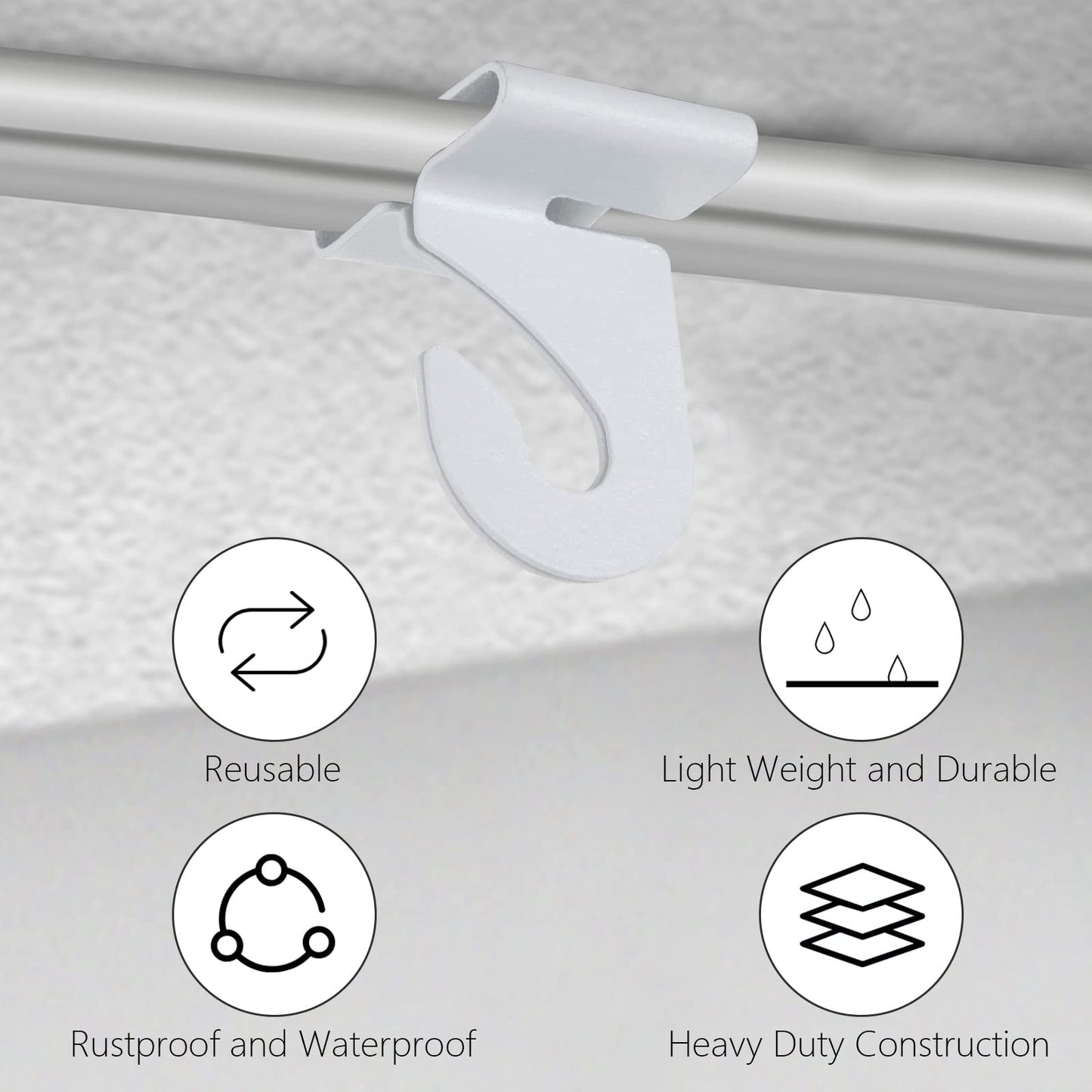 HNBun 50 Pieces Metal Drop Ceiling Hooks, Right and Left White Ceiling Hooks T-Bar Track Clip for Hanging Plants & Decorations, 20lbs Capacity Suspended Ceiling Hanger for Classrooms Offices