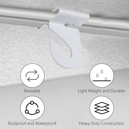 HNBun 50 Pieces Metal Drop Ceiling Hooks, Right and Left White Ceiling Hooks T-Bar Track Clip for Hanging Plants & Decorations, 20lbs Capacity Suspended Ceiling Hanger for Classrooms Offices