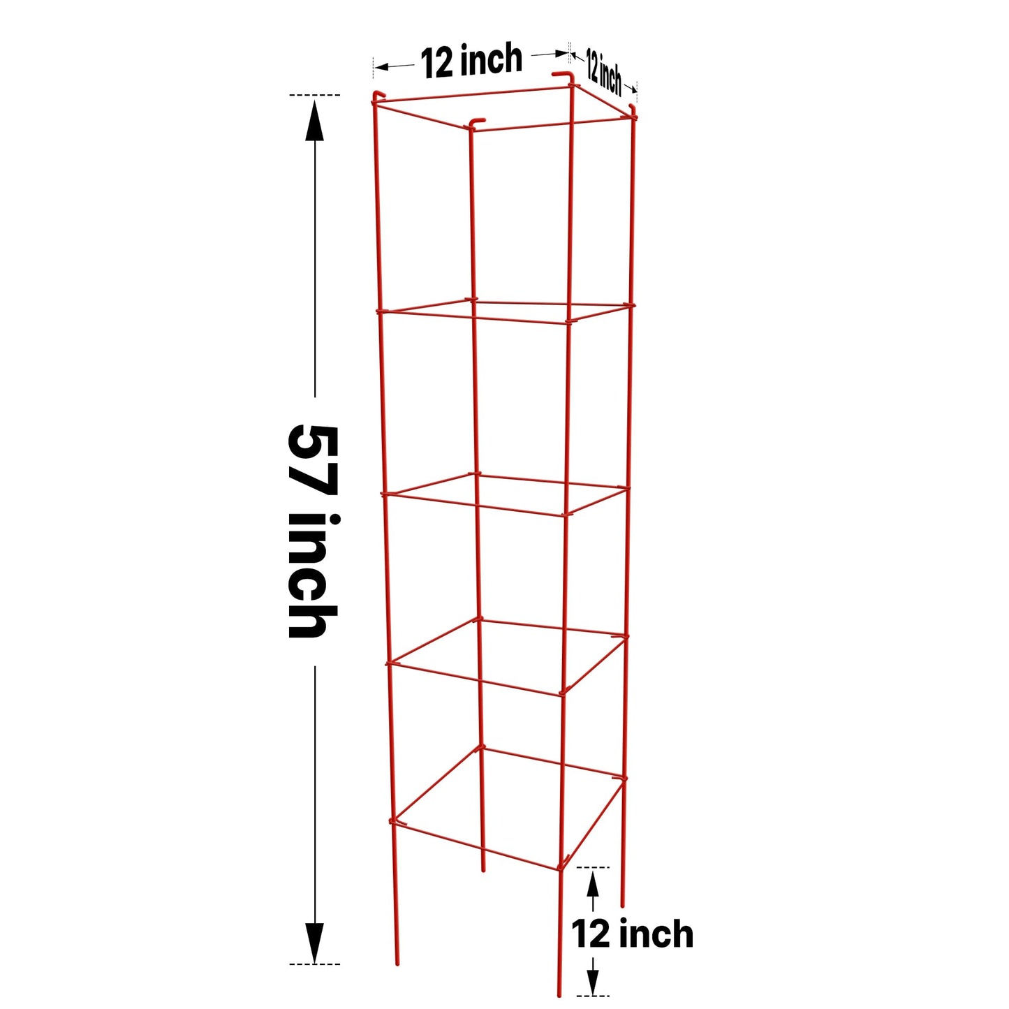 Thealyn Tomato Cages 6 Packs 57 Inches (H) Plant Stand with 164 Feet Twist Ties, Heavy Duty Garden Plants Support for Tomatoes, Cucumber, and Other Climbing Plants (Red)